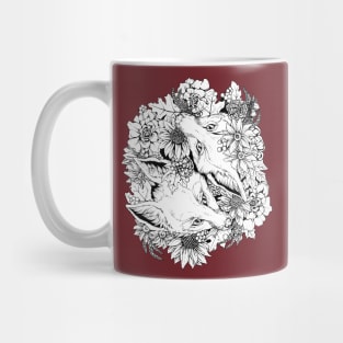 Autumn Fox Bloom - Black and White Mug